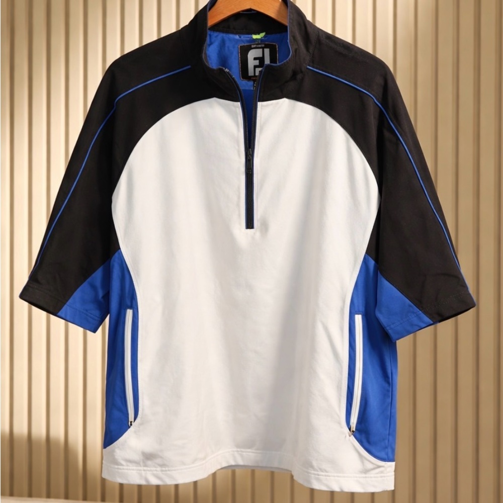 FootJoy White, Black & Blue Short-Sleeve Windbreaker Jacket